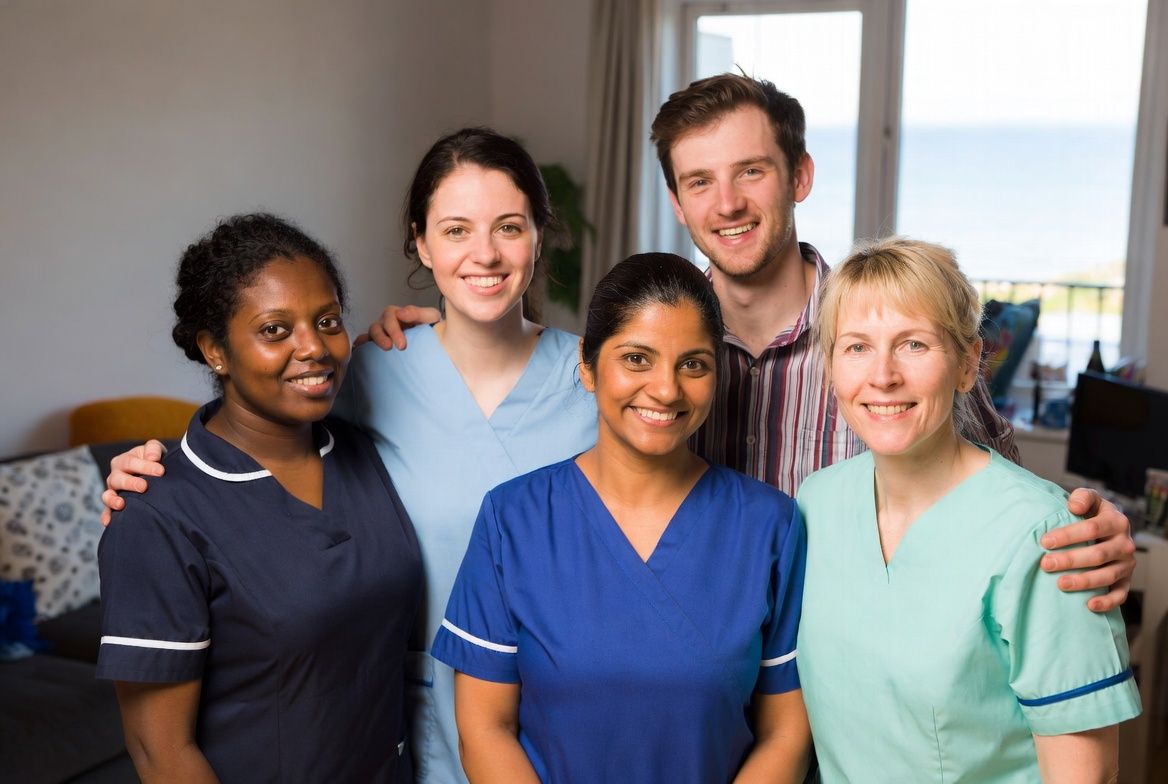 Staff members smiling